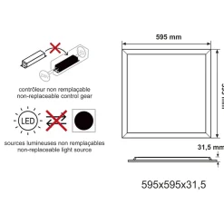 Dalle LED 38W 60x60 UGR19 3800lm 6500K - garantie 5 ans