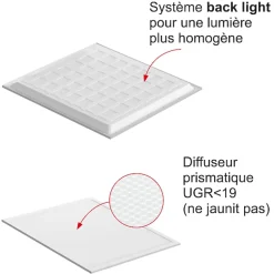 Dalle LED 38W 60x60 UGR19 3800lm 6500K - garantie 5 ans