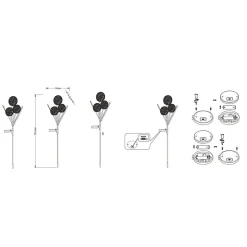 Décoration solaire Fleur 3 boules- Hauteur 79cm- 30 LED blanc chaud (10 par boule)- 2 lumens- Eclairage extérieur Jardin