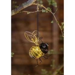 Décoration solaire Abeille- Hauteur avec la suspension 26cm- 2 Lumens- Eclairage extérieur Jardin