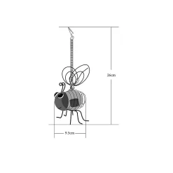 Décoration solaire Abeille- Hauteur avec la suspension 26cm- 2 Lumens- Eclairage extérieur Jardin