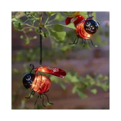 Décoration solaire Coccinelle- Hauteur avec la suspension 20cm- 2 Lumens- Eclairage extérieur Jardin