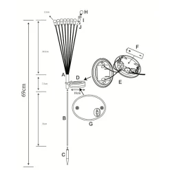 Décoration solaire style bouquet 8 boules- Hauteur 69cm- 4 Lumens