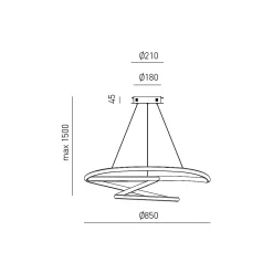 Diva - Suspension LED dimmable 80W - en aluminium blanc satiné, lumière chaude 3000K, anneaux entrelacés d.85cm