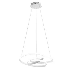 Diva - Suspension LED dimmable 80W - en aluminium blanc satiné, lumière chaude 3000K, anneaux entrelacés d.85cm