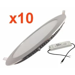 Downlight Dalle LED Extra Plate Ronde ALU 18W (Pack de 10) - Blanc Neutre 4000K - 5500K - SILAMP
