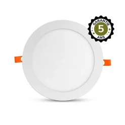 Downlight LED Rond 225mm - 18W - Blanc Chaud 3000K - Alu Blanc - 5 Ans
