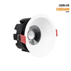 Downlight LED 15W, température de couleur réglable, rond, utilise une puce Osram et un pilote KGP, Blanc