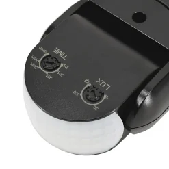 Détecteur de mouvement noir - 1200W - IP65 - Portée 12m - Angle 180