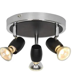 Eclairage plafond Alliage 3 ampoules métal noir chromé compatible LED