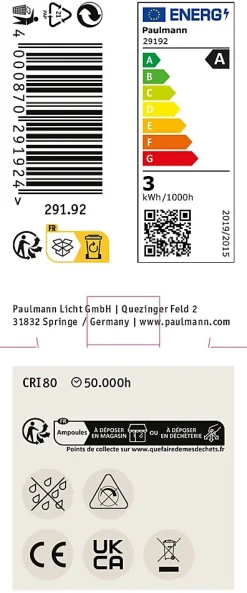 Eco-Line Standard 230 V Réflecteur LED GU10 Kit de 1 450lm 2,5W 3000K Argent