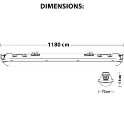 ECOPOWER: Plafonnier LED étanche, 120cm, 5200lm, extensible
