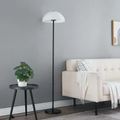 Elégant lampadaire minimaliste abat-jour en verre - Melito