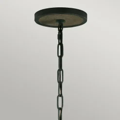 Elstead Allier - Pendentif de plafond cage sphérique 4 lumières bois foncé, fer antique, E14