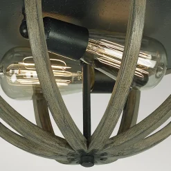 Elstead Allier - Plafonnier à 2 ampoules au bois foncé clair, fer antique, E27