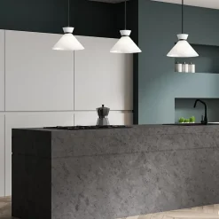 Elstead Alora Mood Halston Plafonnier suspendu dôme contemporain noir mat 1x E27