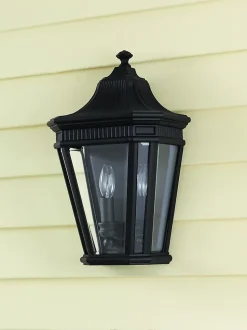 Elstead Cotswold Lane - Demi-lanterne murale extérieure à 2 ampoules noir IP44, E14