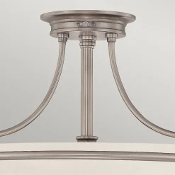 Elstead Griffin - Plafonnier semi-affleurant à 4 ampoules, nickel antique, E27