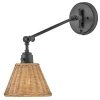 Elstead Hinkley Arti Applique murale Hinkley Arti Dome contemporaine noire, abat-jour en rotin naturel, 1 culot E27