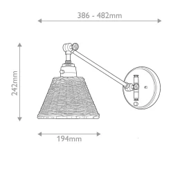 Elstead Hinkley Arti Applique murale Hinkley Arti Dome contemporaine noire, abat-jour en rotin naturel, 1 culot E27