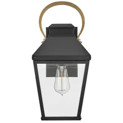Elstead Hinkley Dawson Lanterne murale d'extérieur traditionnelle noire, accent bronze bruni IP44 1x E27
