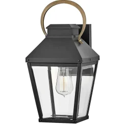 Elstead Hinkley Dawson Lanterne murale d'extérieur traditionnelle noire, accent bronze bruni IP44 1x E27