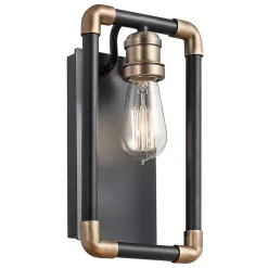 Elstead Imahn - Applique murale d'intérieur à 1 lumière, noir, laiton naturel, E27