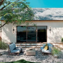 Elstead Kichler Nocar Grande applique murale d'extérieur moderne à LED, noire texturée contemporaine, 3 000 K, IP44