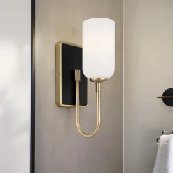 Elstead Kichler Solia Applique murale contemporaine en bronze champagne, noire, 3 000 K, IP44, 1 ampoule G9