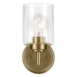 Elstead Kichler Winslow Applique murale classique en laiton naturel, abat-jour en verre, 1 culot E27