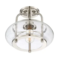 Elstead Trilogy 1 Lumière Semi-Plafonnier, Nickel Brossé, E27