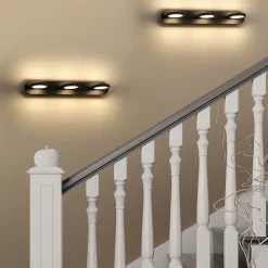 EMKE Applique murale de salle de bain à LED, 50 cm, 15 W, 3 lumières, noir