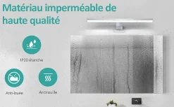 EMKE Applique murale LED pour salle de bain, 40 x 15 cm, 6000 K, blanc, 3 méthodes d'installation