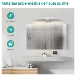 EMKE Applique murale LED pour salle de bain, 40 x 15 cm, 4200 K, blanc 3 méthodes d'installation