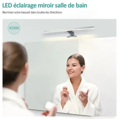 EMKE Applique murale LED pour salle de bain, 40 x 15 cm, 4200 K, blanc 3 méthodes d'installation