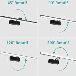 EMKE Applique murale LED pour salle de bain, 40 x 20 cm, 6500 K, noir