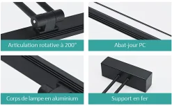 EMKE Applique murale LED pour salle de bain, 40 x 20 cm, 6500 K, noir