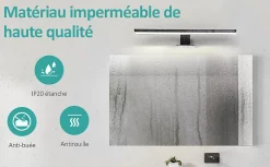 EMKE Applique murale LED pour salle de bain, 40 x 15 cm, 4200 K, noir, 3 méthodes d'installation