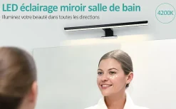 EMKE Applique murale LED pour salle de bain, 40 x 15 cm, 4200 K, noir, 3 méthodes d'installation