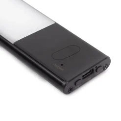 Emuca Luminaire LED Kaus Black rechargeable par usb avec capteur tactile, 240mm, Peint en noir, Plastique et Aluminium