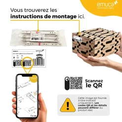 Emuca Luminaire LED Kaus rechargeable par usb avec détecteur de mouvement, L 600 mm, Anodisé mat, Plastique et Aluminium