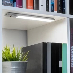 Emuca Luminaire LED Kaus rechargeable par usb avec switch, L 240 mm, Anodisé mat, Plastique et Aluminium