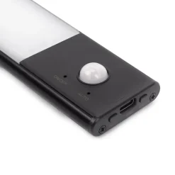 Emuca Luminaire LED Kaus Black rechargeable par USB avec détecteur de mouvement, 400mm, Peint en noir