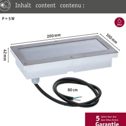 Encastré de sol LED Brick Détecteur de mouvement crépusculaire (IR) IP67 200x100mm 3000K 1,6W 50lm 230V Alu Gris Métal Acier inoxy