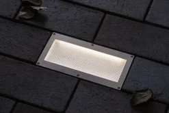 Encastré de sol LED Brick Détecteur de mouvement crépusculaire (IR) IP67 200x100mm 3000K 1,6W 50lm 230V Alu Gris Métal Acier inoxy