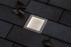 Encastré de sol LED Brick Détecteur de mouvement crépusculaire (IR) IP67 100x100mm 3000K 0,8W 25lm 230V Alu Gris Métal Acier inoxy