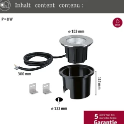 Encastré de sol LED Durea IP67 rond 153mm 3000K 8W 530lm 230V 75 Acier inoxydable Métal