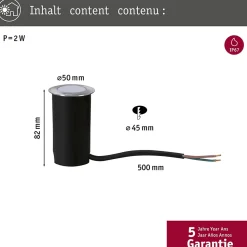 Encastré de sol LED favorable aux insectes IP67 rond 50mm 2200K 2,2W 60lm 230V Alu Matière plastique Métal