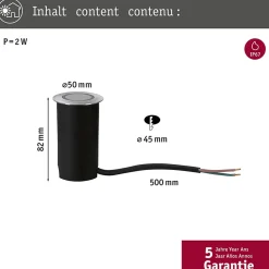 Encastré de sol LED Lumière dorée favorable aux insectes IP67 rond 50mm 2200K 2,2W 15lm 230V Alu Matière plastique Métal
