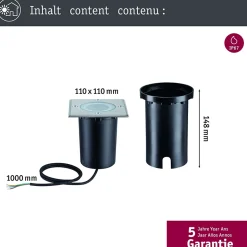 Encastré de sol LED Smart Home Zigbee 3.0 Floor IP67 carré 110x148mm RGBW+ 4,9W 300lm 230V 120 Acier brossé Aluminium